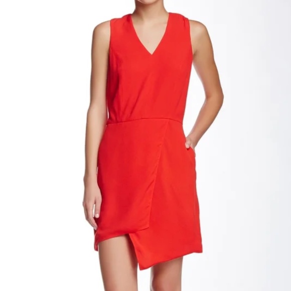 J Brand | Mina Dress Masai Masa V-Neck Side Hip Pockets Asymmetrical Mini Dress - Picture 1 of 16